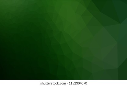 Dark Green vector polygonal pattern. Shining illustration, which consist of triangles. The textured pattern can be used for background.