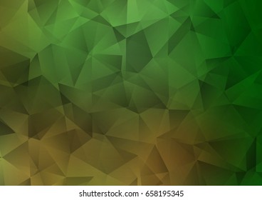 Dark Green vector polygonal pattern. Triangular geometric sample with gradient.  The completely new template can be used for your brand book.
