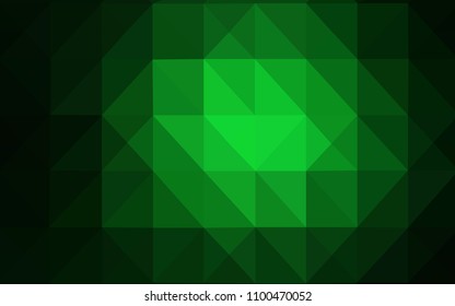 Dark Green vector polygonal template. Creative illustration in halftone style with triangles. Polygonal design for your web site.