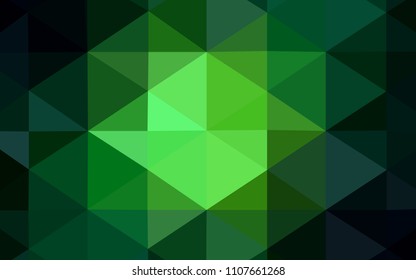 Dark Green vector polygonal template. Shining polygonal illustration, which consist of triangles. That new template can be used for your brand book.