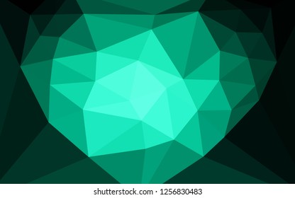 Dark Green vector polygonal template with a heart in a centre. Modern abstract illustration with triangles. Pattern for a brand book's backdrop.