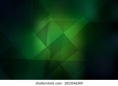 Plantilla poligonal vector verde oscuro. Ilustración abstracta poligonal con gradiente. Plantilla para el fondo del teléfono móvil.