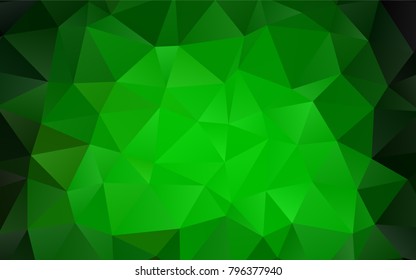 Dark Green vector polygonal template. Triangular geometric sample with gradient.  The template can be used as a background for cell phones.