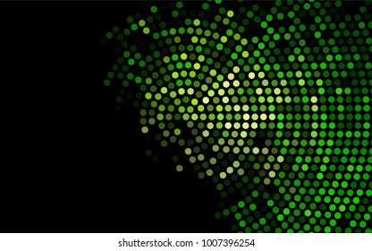 Dark Green vector red banner with set of circles, dots. Donuts Background. Creative Design Template. Technological halftone illustration.
