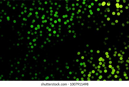 Dark Green vector red banner with set of circles, dots. Donuts Background. Creative Design Template. Technological halftone illustration.
