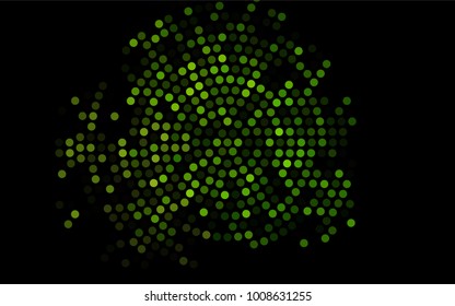 Dark Green vector red banner with set of circles, dots. Donuts Background. Creative Design Template. Technological halftone illustration.