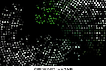 Dark Green vector red banner with set of circles, dots. Donuts Background. Creative Design Template. Technological halftone illustration.
