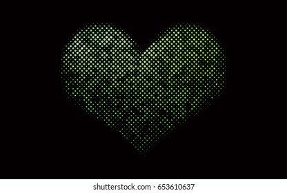 Dark Green vector red banner with set of circles, dots. Donuts Background. Creative Design Template. Technological halftone illustration.