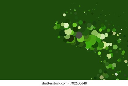 Dark Green vector red banner with set of circles, dots. Background. Creative Design Template. Technological halftone illustration.