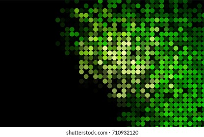 Dark Green vector red banner with set of circles, dots. Donuts Background. Creative Design Template. Technological halftone illustration.