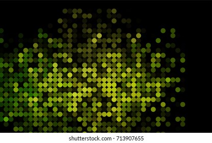 Dark Green vector red banner with set of circles, dots. Donuts Background. Creative Design Template. Technological halftone illustration.