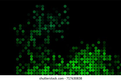 Dark Green vector red banner with set of circles, dots. Donuts Background. Creative Design Template. Technological halftone illustration.