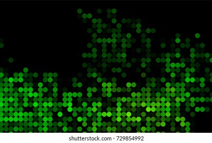Dark Green vector red banner with set of circles, dots. Donuts Background. Creative Design Template. Technological halftone illustration.