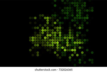 Dark Green vector red banner with set of circles, dots. Donuts Background. Creative Design Template. Technological halftone illustration.