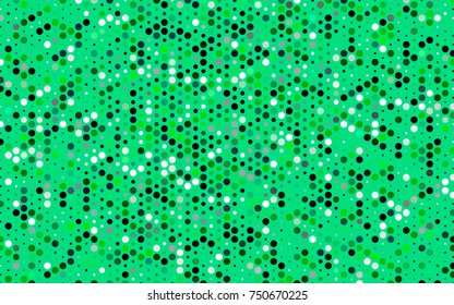 Dark Green vector red banner with set of circles, dots. Donuts Background. Creative Design Template. Technological halftone illustration.