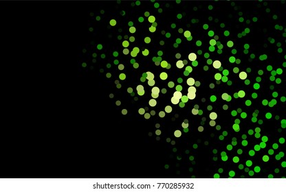 Dark Green vector red banner with set of circles, dots. Donuts Background. Creative Design Template. Technological halftone illustration.