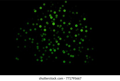 Dark Green vector red banner with set of circles, dots. Donuts Background. Creative Design Template. Technological halftone illustration.
