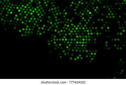 Dark Green vector red banner with set of circles, dots. Donuts Background. Creative Design Template. Technological halftone illustration.
