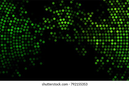 Dark Green vector red banner with set of circles, dots. Donuts Background. Creative Design Template. Technological halftone illustration.
