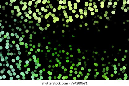 Dark Green vector red banner with set of circles, dots. Donuts Background. Creative Design Template. Technological halftone illustration.