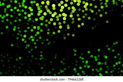 Dark Green vector red banner with set of circles, dots. Donuts Background. Creative Design Template. Technological halftone illustration.