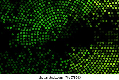 Dark Green vector red banner with set of circles, dots. Donuts Background. Creative Design Template. Technological halftone illustration.