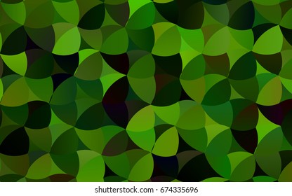 Dark Green vector red pattern of geometric circles, shapes. Colorful mosaic banner. Geometric background with colored disks.