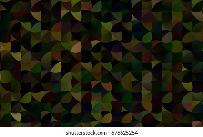 Dark Green vector red pattern of geometric circles, shapes. Colorful mosaic banner. Geometric background with colored disks.