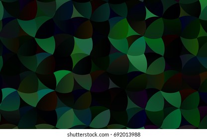 Dark Green vector red pattern of geometric circles, shapes. Colorful mosaic banner. Geometric background with colored disks.