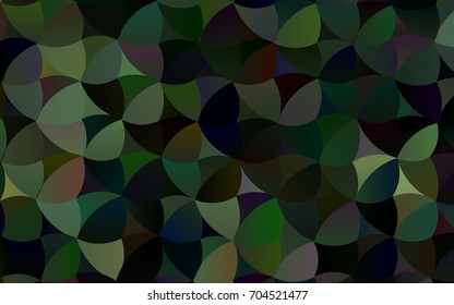 Dark Green vector red pattern of geometric circles, shapes. Colorful mosaic banner. Geometric background with colored disks.