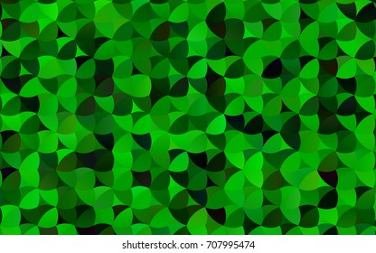 Dark Green vector red pattern of geometric circles, shapes. Colorful mosaic banner. Geometric background with colored disks.