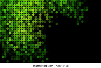 Dark Green vector red pattern of geometric circles, shapes. Colorful mosaic banner. Geometric background with colored disks.