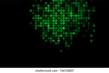 Dark Green vector red pattern of geometric circles, shapes. Colorful mosaic banner. Geometric background with colored disks.