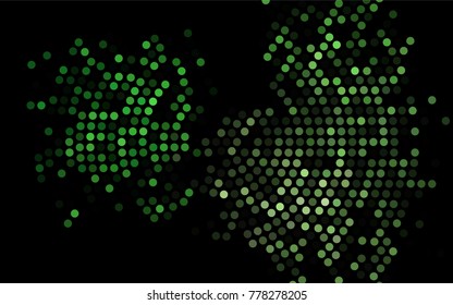 Dark Green vector red pattern of geometric circles, shapes. Colorful mosaic banner. Geometric background with colored disks.