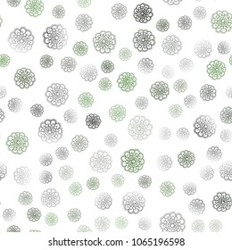 Dark Green vector seamless abstract doodle template. Colorful abstract illustration with flowers in doodle style. Completely new template for your business design.