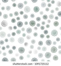 Dark Green vector seamless abstract doodle template. A vague abstract illustration with flowers in doodles style. Brand-new style for your business design.