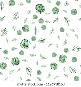 Dark Green vector seamless abstract design with leaves and flowers. Modern abstract illustration with leaves and flowers. Textured pattern for a website, banner.