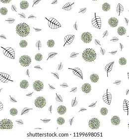 Dark Green vector seamless abstract backdrop with leaves, flowers. Gradient Leaves, flowers on white background. Trendy design for wallpaper, fabric makers.