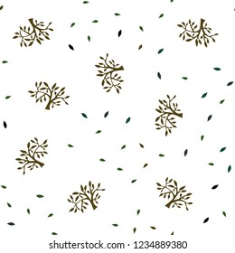 Dark Green vector seamless abstract backdrop with leaves, branches. Modern abstract illustration with leaves and branches. Template for business cards, websites.