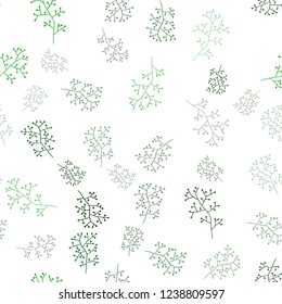 Dark Green vector seamless abstract design with branches. Shining colored illustration with leaves and branches. Texture for window blinds, curtains.