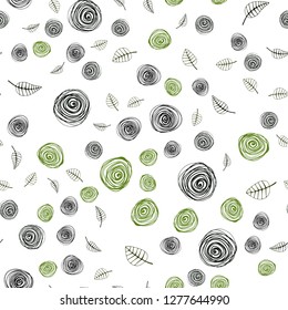 Dark Green vector seamless abstract pattern with leaves and flowers. Brand new colored illustration with leaves and flowers. Texture for window blinds, curtains.