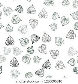 Dark Green vector seamless abstract background with leaves. New colorful illustration in doodle style with leaves. Design for textile, fabric, wallpapers.