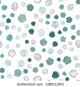 Dark Green vector seamless abstract background with leaves, flowers. Abstract illustration with leaves, flowers in doodles style. Design for wallpaper, fabric makers.