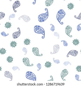 Dark Green vector seamless abstract pattern with leaves and flowers. Creative illustration in blurred style with leaves, flowers. Pattern for trendy fabric, wallpapers.