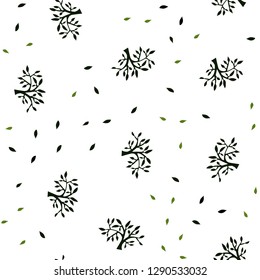Dark Green vector seamless abstract pattern with leaves, branches. Brand new colored illustration with leaves and branches. Design for textile, fabric, wallpapers.