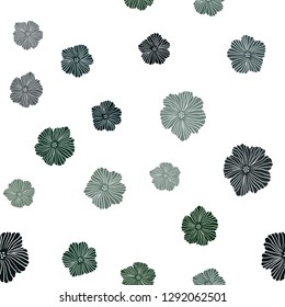 Dark Green vector seamless abstract design with flowers. An elegant bright illustration with flowers. Texture for window blinds, curtains.
