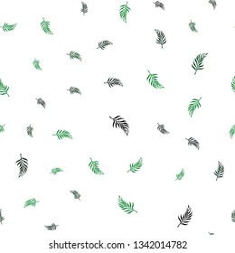 Dark Green vector seamless abstract design with leaves. Glitter abstract illustration with doodles and leaves. Pattern for design of window blinds, curtains.