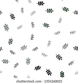 Dark Green vector seamless abstract backdrop with leaves. New colorful illustration in doodle style with leaves. Pattern for trendy fabric, wallpapers.