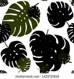 Dark Green vector seamless abstract pattern with leaves. Brand new colored illustration in blurry style with leaves. Design for textile, fabric, wallpapers.