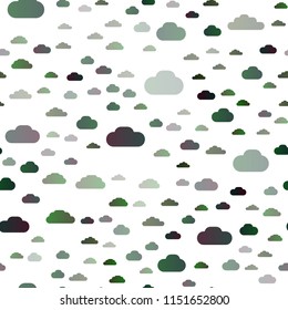 Dark Green vector seamless backdrop with cumulus. Illustration with abstract gradient clouds. Template for business cards, websites.